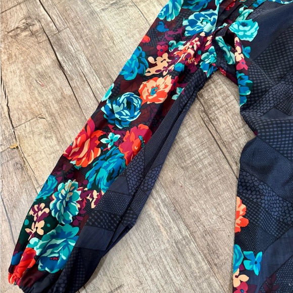 Womens Floral Mini Dress Small | Navy Balloon Sleeve Dress | Tie Back - Picture 4 of 8